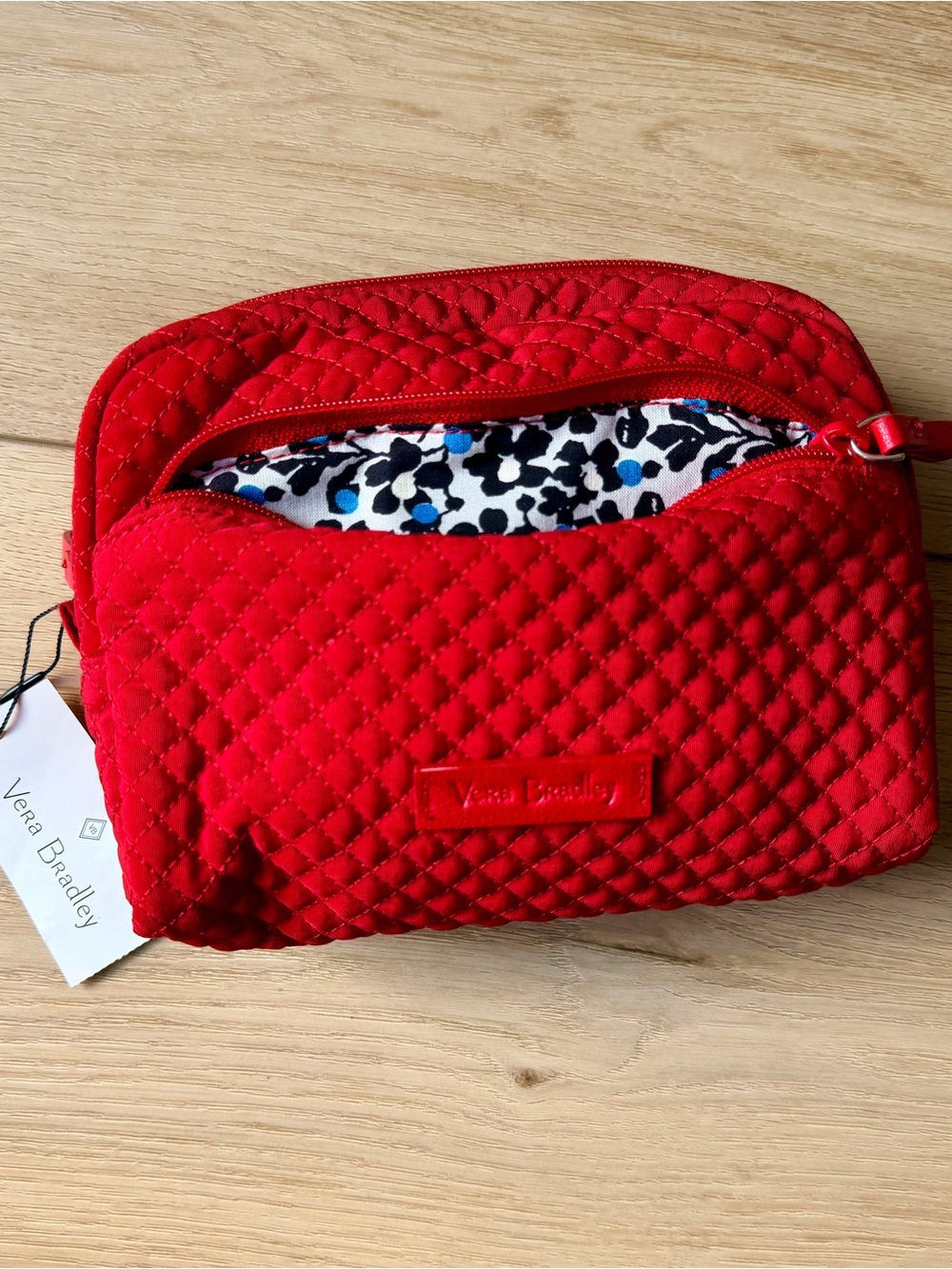 Vera Bradley Red Quilted Cosmetic Makeup Bag NWT